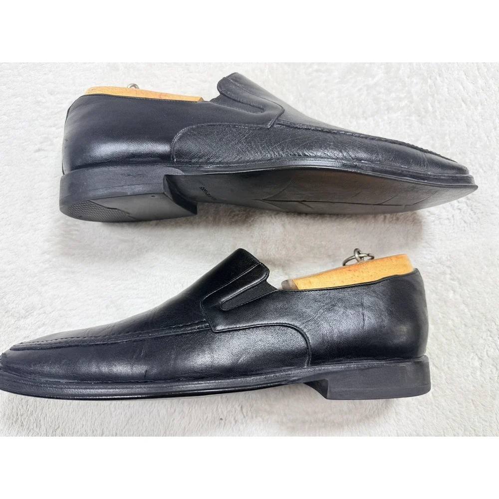 Bruno Magli Raging Italian Loafers Mens 9 M Black Leather Slip On Dress Shoes